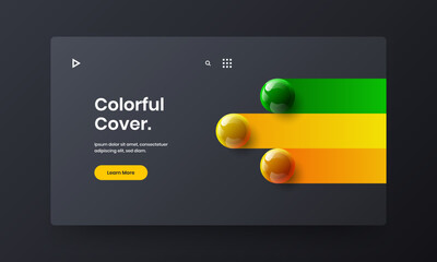 Multicolored landing page design vector illustration. Isolated 3D balls cover concept.