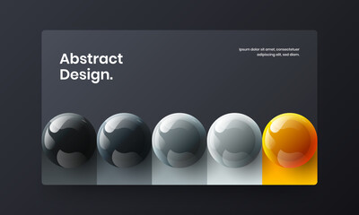 Clean 3D balls company identity layout. Fresh magazine cover design vector concept.
