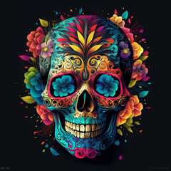 Sugar skull vector. Created with Generative AI Technology