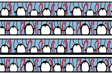 Winter animals seamless penguin cartoon kawaii Christmas fish pattern for wrapping paper and kids clothes print