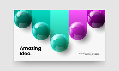 Fresh realistic spheres web banner illustration. Creative booklet vector design template.