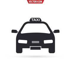Front view taxi icon. Transportation concept. Vector illustration isolated on white background.