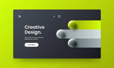 Colorful postcard vector design concept. Original 3D balls site layout.