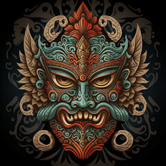 Balinese indonesian mask vector. Generative AI