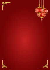 Greeting card design in Asian style on red background