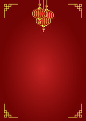 Greeting card design decorated with Asian elements on red background