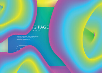 Liquid fluid with dynamic elements and shapes. Landing page.