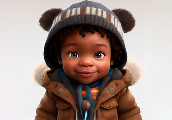 generic beautiful african american little toddler boy in winter clothing