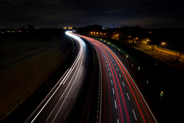 Fototapeta na wymiar long exposed lights on a motorway