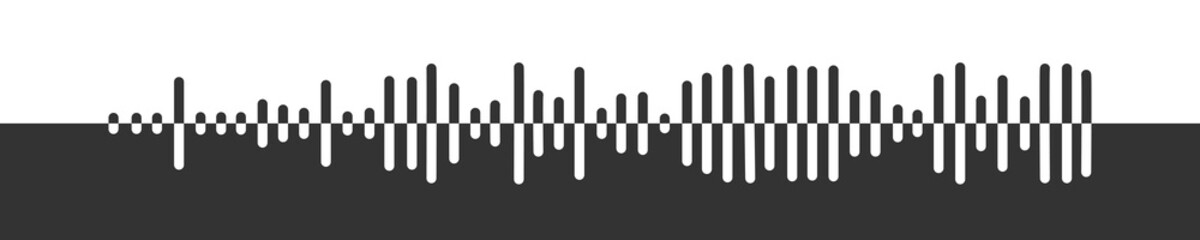 Sound wave icon. Pulse pictogram. Signal sign. Voice message, audio file symbol isolated on white background. Messenger, radio, podcast mobile app, media player graphic element. Vector illustration