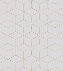 Art deco style cubes luxury seamless pattern background