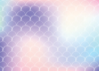 Holographic mermaid background with gradient scales.