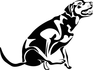Black and White Cartoon Illustration Vector of a Labrador Golden Retriever Dog Scooting on Bum