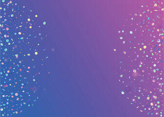 Transparent Sparkles. Party Colorful Backdrop. Iridescent Glitter. Disco Flyer. Pink Shiny Confetti. Holographic Background. Fantasy Art. Flying Foil. Purple Transparent Sparkles