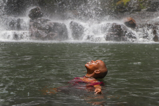Black girl swimming