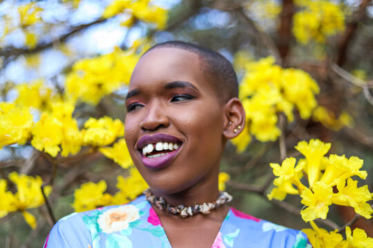 woman with diastema smiling