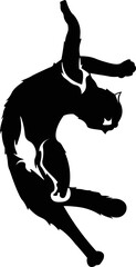 Black and White Cartoon Illustration Vector of Cat Stretching