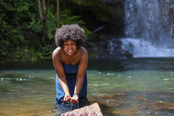 Girl playing n the water
