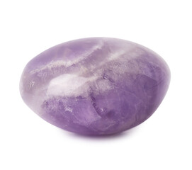 Mineral natural semiprecious stone amethyst violet. Isolated on a white background. Geology.