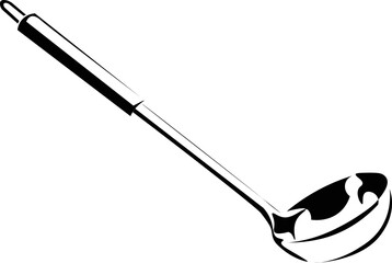 Black and White Cartoon Illustration Vector of Soup Ladle 