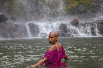 Black woman in water
