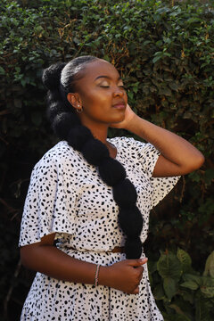 Black woman in a dress
