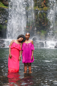 Two Black girls in water