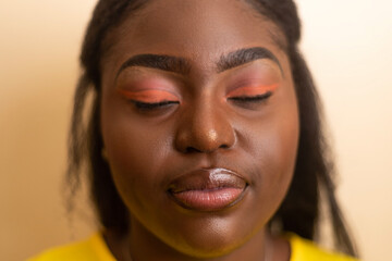 portrait of a woman with eyes closed