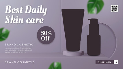 Podium Skin Care Product Banner Template Design for Web or Social Media