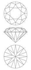 Line drawing of brilliant-cut diamond Vector illustration