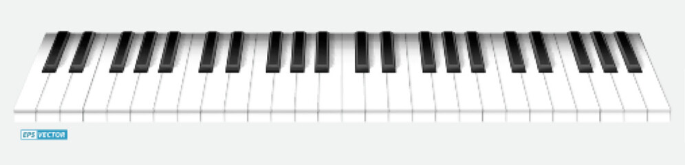 Naklejka premium set of realistic keys of black piano or grand piano keys isolated. eps vector