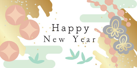 おしゃれなお正月　和紙柄　背景イラスト