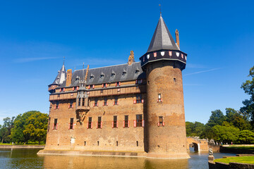 View of medieval Castle De Haar in Utrecht, Netherlands