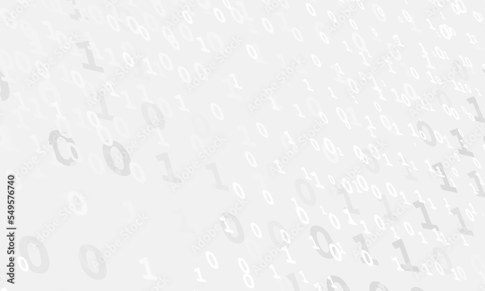 Poster Digital light gray streaming background. Minimal binary pattern