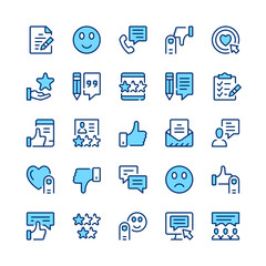 Customer feedback line icons. Blue color. Vector line icons set