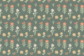 cute hand drawn wild flower seamless pattern