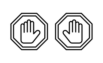 Stop icon vector for web and mobile app. stop road sign. hand stop sign and symbol. Do not enter stop red sign with hand