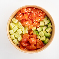 poke bowl on the white