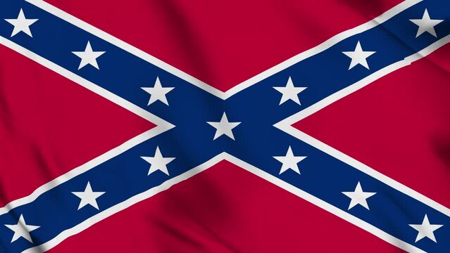 Waving Flags of the Confederate States of America video background. Realistic Slow Motion Animation. Van flag 4K Loop Motion Graphics. Blowing American Civil War National, Rebel Union flag