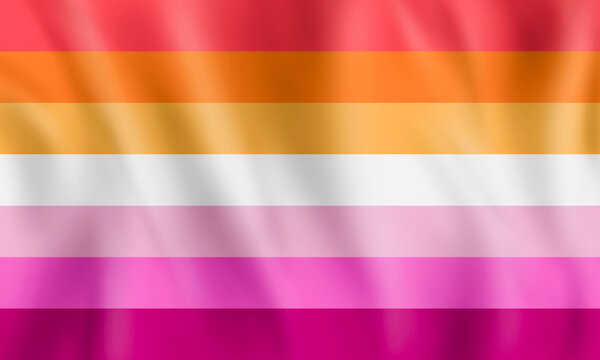 3d illustration of Lesbian flag.