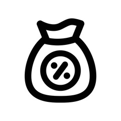 Loan Interest icon - vector illustration . Loan, Interest, Rate, Money bag, Money, Discount, Credit, Percent, Finance, line, outline, icons .