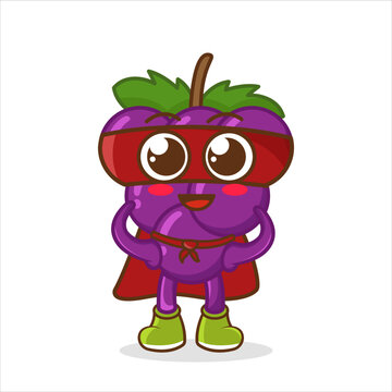 recommend clip art: Grape fruit superhero cartoon character, vector fruit in super hero costume and mask