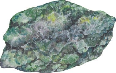 Transparent Background jade Illustration Png. Transparent Clipart Image of watercolor green crystal ready-to-use for site, article, print. Heart chakra stone, healing crystal - obrazy, fototapety, plakaty