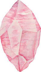 Transparent Background rose quartz Illustration Png. Transparent Clipart Image of watercolor pink crystal ready-to-use for site, article, print. Heart chakra stone, healing crystal