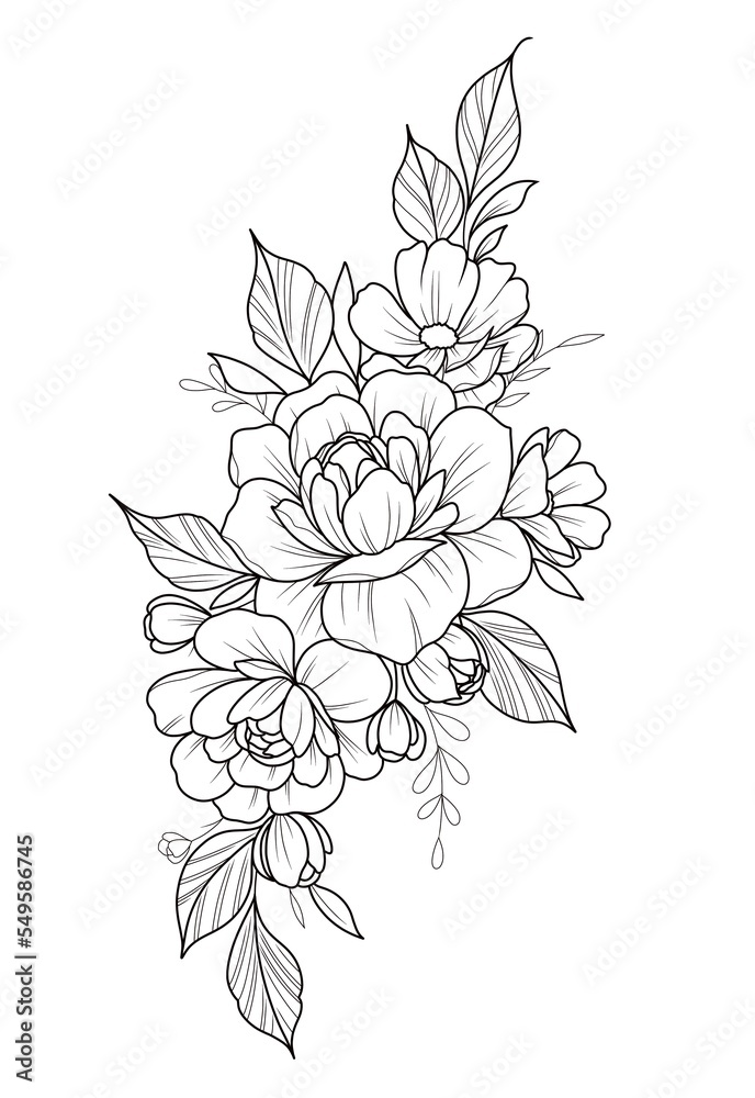 Sticker illustration of a flower tattoo 