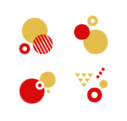 かわいい幾何学模様のあしらい4点。バラしても使えます。シンプルなベクターイラスト素材。