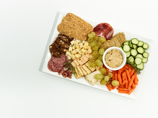 Festive Holiday Charcuterie Appetizer Platter on White Background