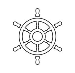Obraz premium Ship steering wheel icon for travel cruises.