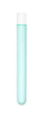 Test tube with light turquoise liquid isolated on white
