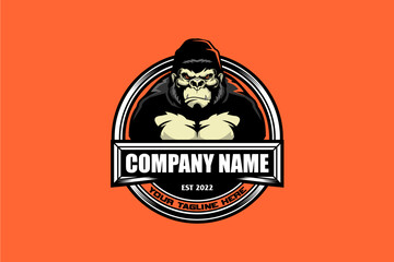 gorilla cartoon character logo vector template